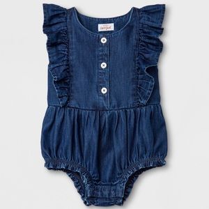 Cat & Jack baby girl denim ruffled bodysuit